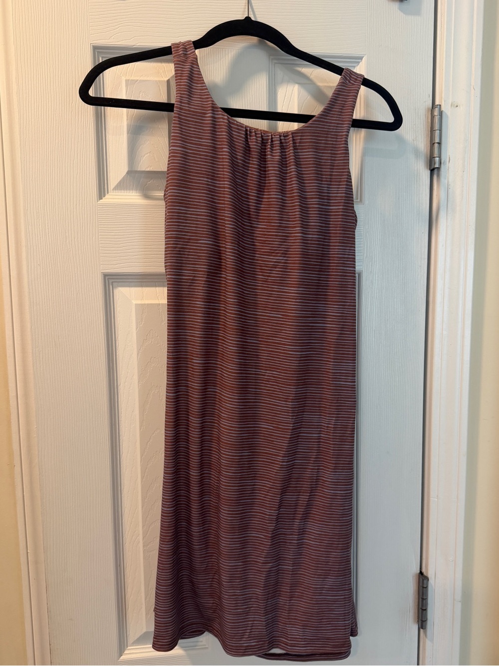 Prana Striped Sleeveless Midi Dress in Mauve/Red